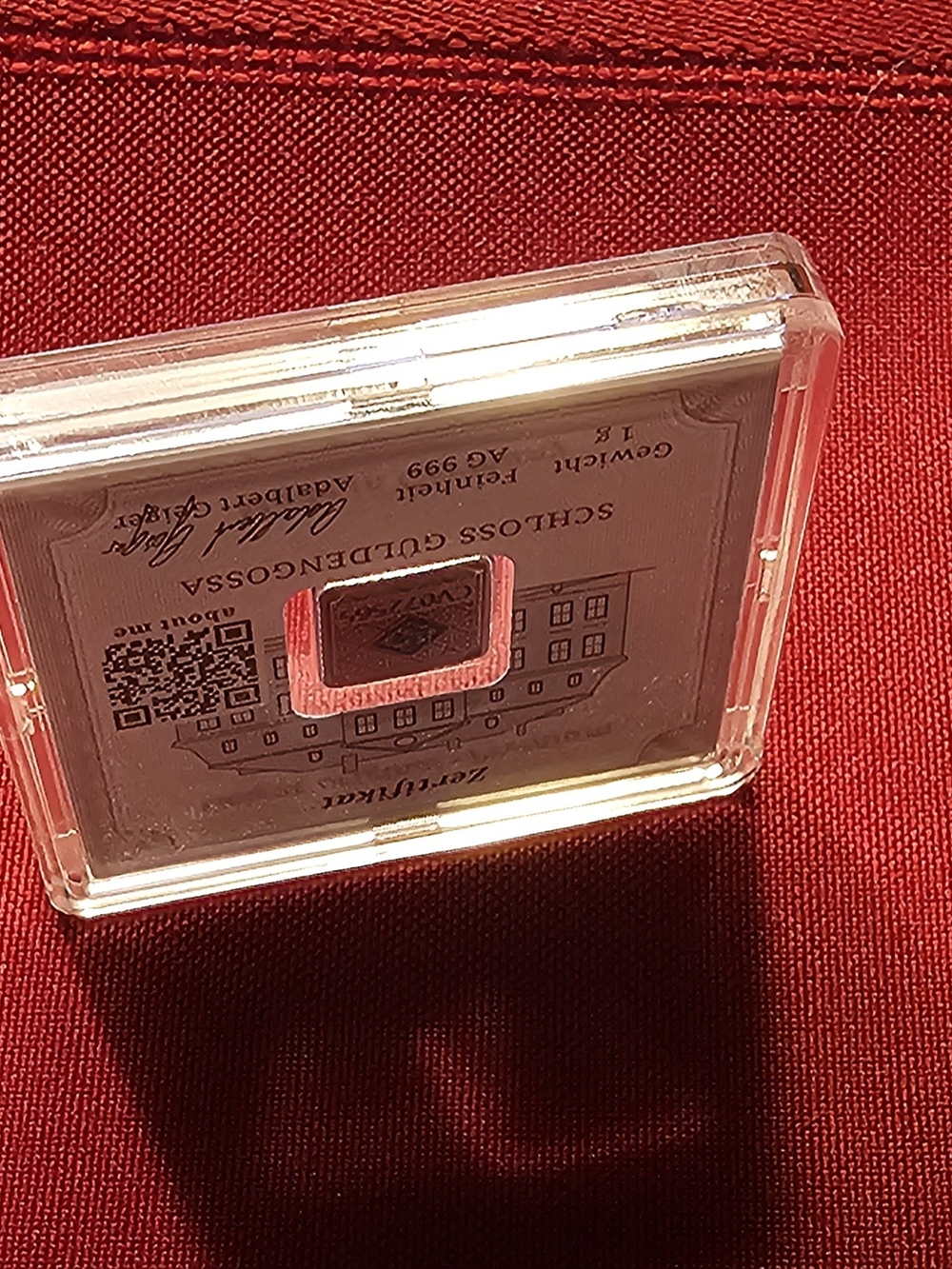 Schloss Güldengossa 1g AG 999 Silver Square Ingot - Silver & Blue - Picture 5 of 5